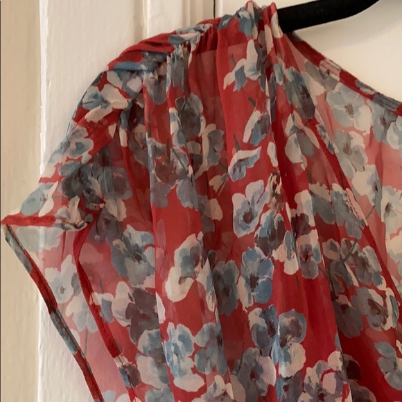 Amour Vert Marianna silk chiffon floral red dress - Picture 4 of 8